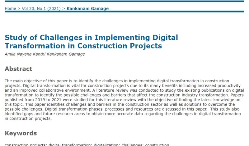 Digital Transformation in Construction