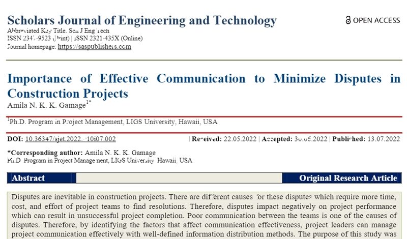 Importance of Effective Communication to Minimize Disputes in Construction Projects
